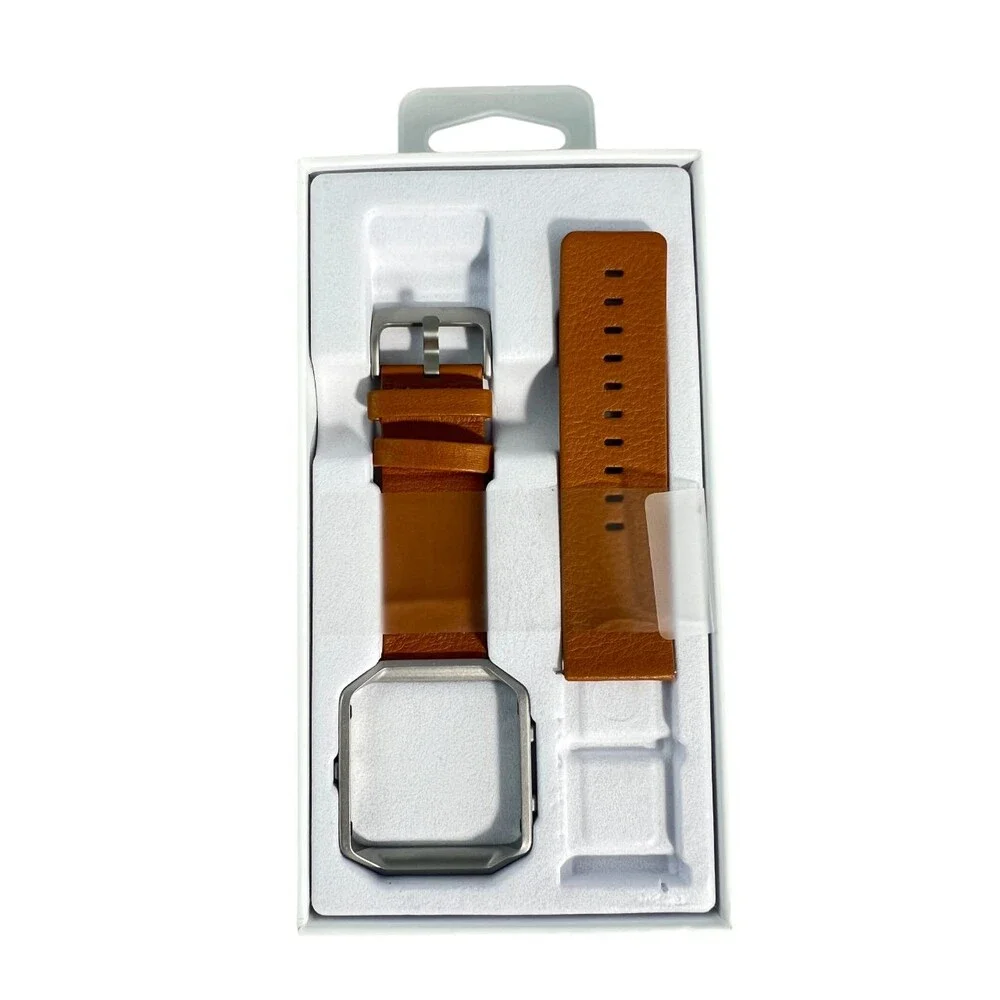 Fitbit Blaze Small Leather Slim Wrist Band & Frame Replacement Camel Brown OEM
